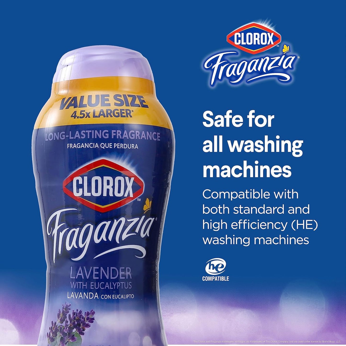 Clorox Fraganzia Laundry Scent Booster Crystals in Lavender with Eucalyptus Scent - Scented In-Wash Freshener Beads for Fresh, Clean, Great Smelling Clothes and Linens, 70 Oz