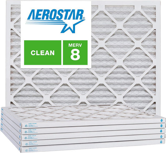 Aerostar 14x25x1 MERV 8, Pleated Air Filter, 14x25x1, Box of 6, Made in the USA