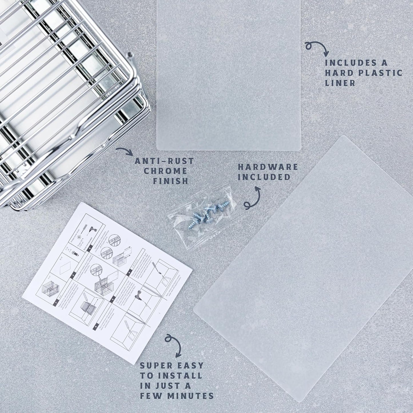 Pull Out Cabinet Organizer for Spices, Cans - Heavy Duty with Lifetime Limited Warranty- Pull Out Spice Rack- Cabinet Pull Out Shelf for Cans,Dishes, Etc, 6.-1/2"W x 10-3/8"D x 8-7/8"H, Chrome
