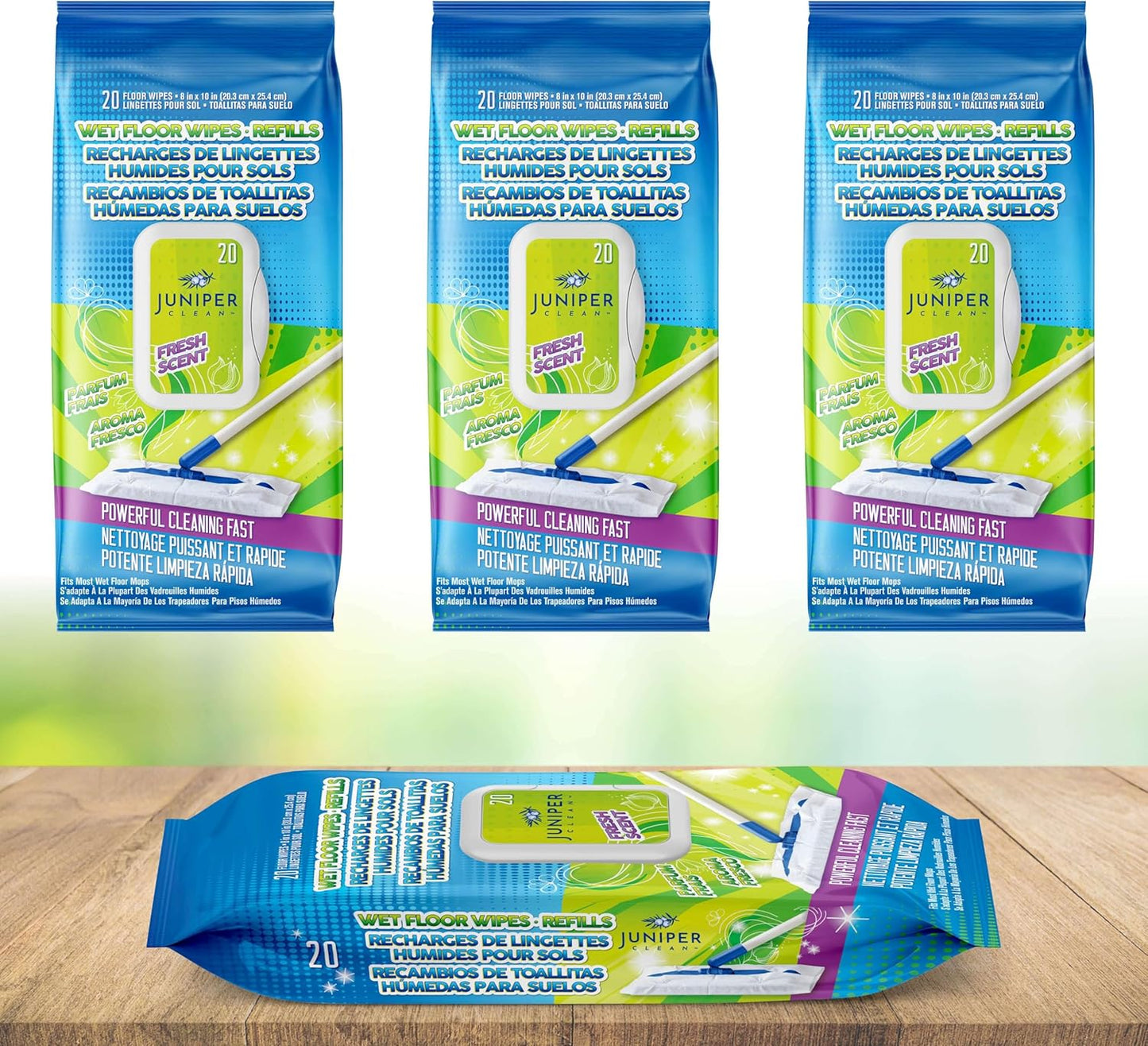 Wet Floor Wipes, Multi Surface Floor Cleaner Wet Mop Pads Fit Swiffer Sweeper Mop, Fresh Scent & Plant-Based Textured Cloth Trap Absorb Dirt, 20 Count (Pack of 3)