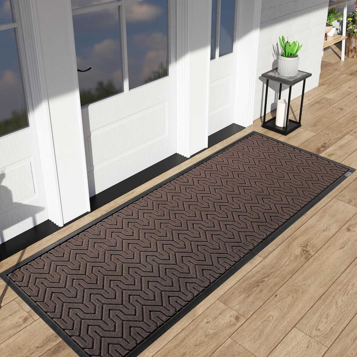 Yimobra 72x24 Indoor Outdoor Runner Rug, Heavy-Duty Waterproof Entrance Mat for High Traffic Areas, Commercial Grade Welcome Door Mat, Easy Clean, Brown