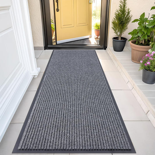 OLANLY Front Door Mat Indoor Outdoor Entrance, Waterproof Heavy Duty Doormat, Fade Resistant, Low Profile, Easy Clean Patio Porch Welcome Floor Mats for Entry, 47x24, Grey