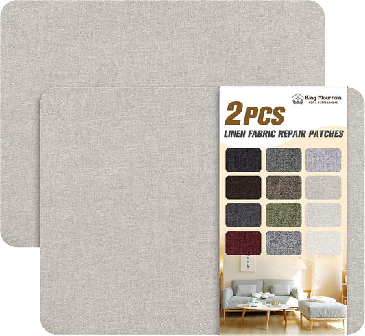 KING MOUNTAIN Fine Linen Repair Patches, Self-Adhesive Linen Fabric Patches, 8X11 inch 2 PCS, Multi Color, Can be Used for Linen Sofa Repair and Linen Clothes Repair(Rice Coffee,8" x 11"-2PCS)