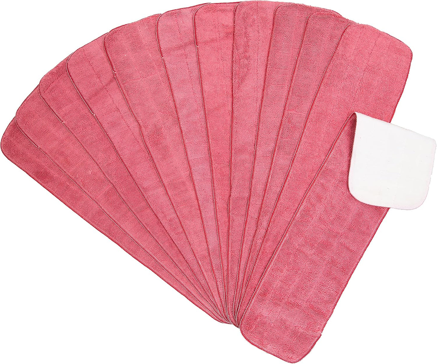 Arkwright Spray Mop Replacement Pads - (Pack of 12) Bulk Microfiber Flat Dry and Wet Refill Mop Pads Floor Cleaning, Compatible with Bona and Rubbermaid, Fits All Mop Heads, 24 in, Red