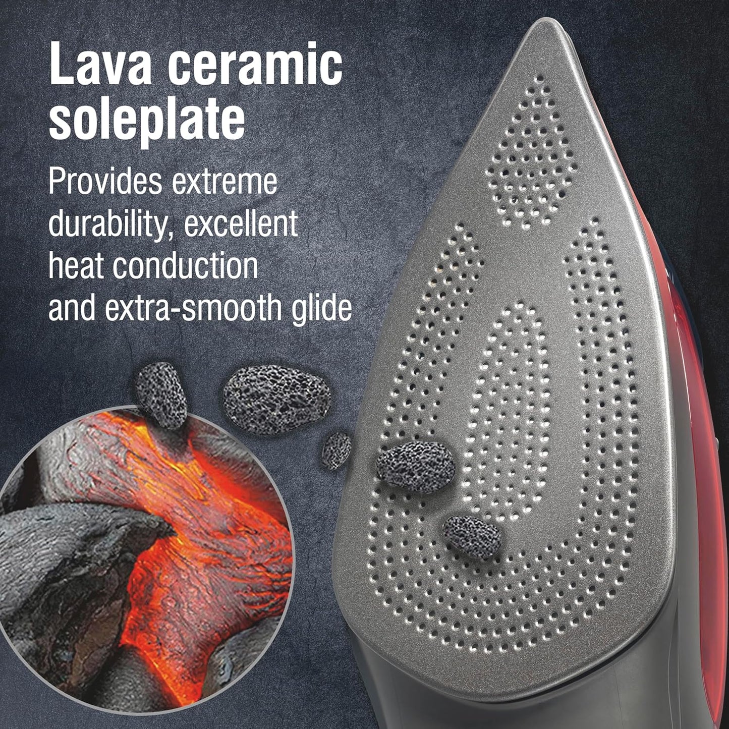 CHI Steam Iron for Clothes with 8’ Retractable Cord, 1700 Watts, 3-Way Auto Shutoff, 400+ Holes, Professional Grade, Temperature Control Dial, Lava Infused Ceramic Soleplate, Black (13113)